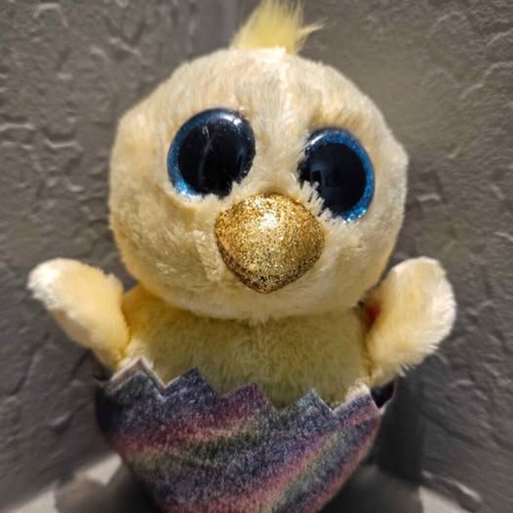 Ty Beanie Boos Megg Rainbow Glitter Easter Eggshell Yellow Chick Plush 6 Inch